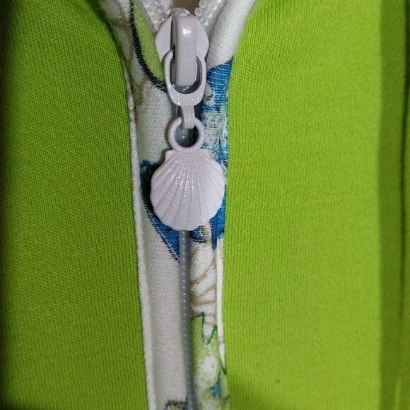 Women’s Hoodie Sz 3X Vibrant Green Full Zip Jacket Sea Shell Nautical Coastal - Picture 2 of 10